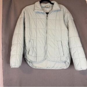 Women's Light Gray Quilted Puffer Jacket